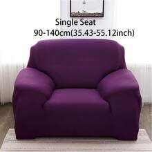 1pc Solid Color All Season Stretch Sofa Cover, Elastic Bottom & Anti-Slip Foam Pet Protector, Machine Washable Furniture Slipcover - Purple - View 16