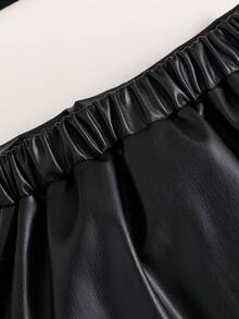 Girls' Summer Fashion Floral Decor Halter Top & Rose Button Skirt Set - Black - View 7