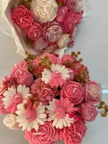 5 件套花朵硅胶蜡模套装 - 牡丹、玫瑰、郁金香、康乃馨、雏菊图案，适用于 DIY 蜡烛、粘土、手工 DIY 创意，非常适合情人节、生日、节日 - 白色 - 查看 1