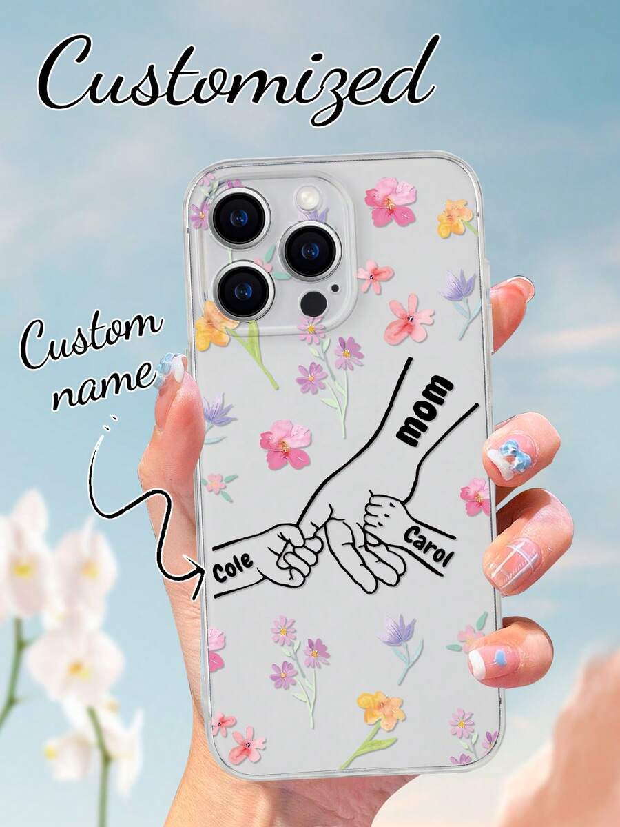 1pc Personalized Mother's Day Family Name Transparent Anti-Drop Phone Case Compatible With IPhone11/12/13/14/15/16/1Pro/16Plus/16ProMax/16E/17/17Air/17Pro/17ProMax/X/XR/XSMax/S25/A17/A07/A26/A36/GG9/GG9Pro/GG9A/9RROXL And Other Phone Models, Fashion, Colorful, Retro, Cute, Minimalist, Fun, Customized, Personalized, Unique, Ideal Gift For Him, Ideal Gift For Her, Boyfriend, Girlfriend, Family, Friends, Grandparents, Couples, Anniversary, Birthday,2025 Halloween Accessories,Cell Phones & Accessories - Clear - View 1