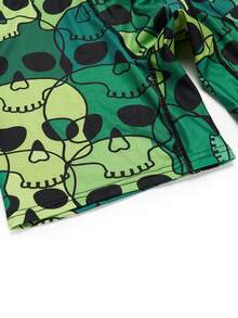 Men's Casual Boxer Briefs With Skull Print - Green - View 4
