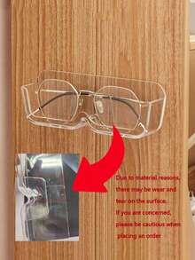 眼镜收纳架，卧室床头免打孔抗压壁挂太阳镜展示架，珠宝杂物收纳整理架，适用于卧室梳妆台、梳妆台，免钻孔眼镜收纳架，浴室壁挂式太阳镜收纳架（透明）