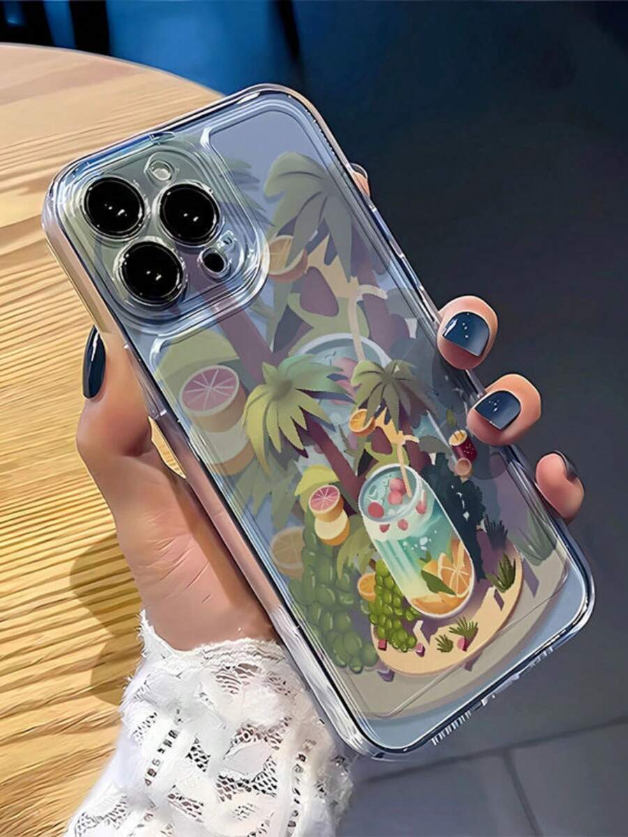 Funda de teléfono con diseño de árbol de coco y patrón de frutas de verano de PlantSummer, con protección completa y a prueba de golpes adecuada para iPhone 16/15/15Pro/15ProMax/14/13/12/11/X/7/8, un gran regalo para amigos y novias