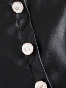 Girls' Summer Fashion Floral Decor Halter Top & Rose Button Skirt Set - Black - View 4