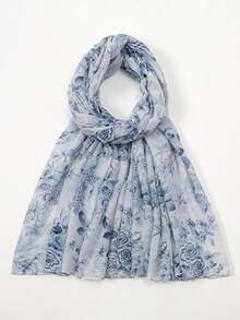 1pc Polyester Casual Flower Print Scarf - Multicolor - View 11