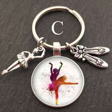 优雅的芭蕾舞者钥匙扣，合金吊坠设计为芭蕾舞鞋，非常适合舞蹈爱好者用作汽车钥匙或背包钥匙扣汽车配件包魅力学校可爱哥特 Y2k