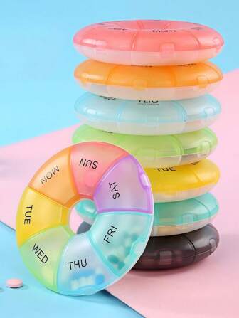 1/3 Stücke [7-Tage tragbarer Pillenorganizer] Bunter 7-Tage Pillenorganizer - tragbare wöchentliche Medizin Aufbewahrungsbox mit Fächern, Medizin Box