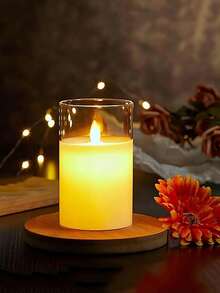 Bộ quà tặng nến không ngọn lửa thanh lịch 1 cái/3 cái - Nến LED Acrylic chống vỡ có bấc nhảy múa, đèn chạy bằng pin cho Ngày của Mẹ, đồ trang trí phòng ngủ (Trắng ấm) - trắng - Xem 9