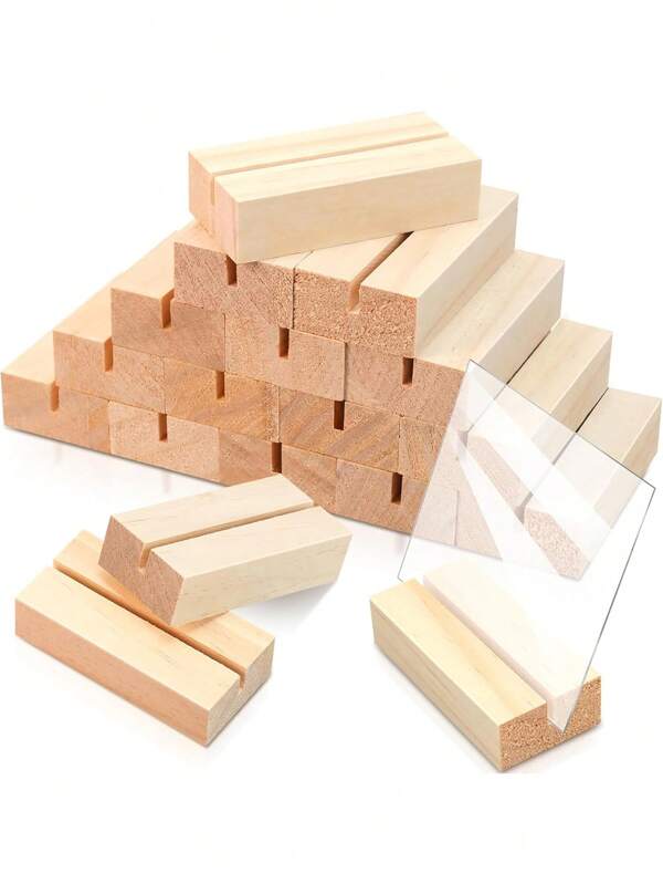 Set de 10 piezas de soportes de madera para números de mesa - Portanúmeros de madera reutilizables para decoración de bodas, cumpleaños y fiestas