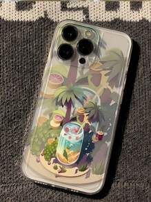 Funda de teléfono con diseño de árbol de coco y patrón de frutas de verano de PlantSummer, con protección completa y a prueba de golpes adecuada para iPhone 16/15/15Pro/15ProMax/14/13/12/11/X/7/8, un gran regalo para amigos y novias