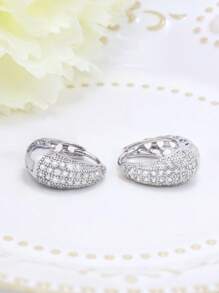 Pendientes de aro de zirconia cúbica hipoalergénicos, color dorado, elegantes y clásicos para mujeres, adecuados para uso diario, regalo de cumpleaños