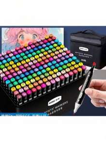 Conjunto de Canetas Marcadoras de Cabeça Dupla - 24/36/48/60/80/120 Cores - Ideal para Pintura Artística e Uso Escolar