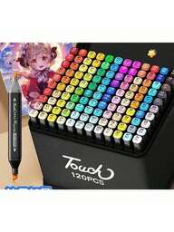 Conjunto de Canetas Marcadoras de Cabeça Dupla - 24/36/48/60/80/120 Cores - Ideal para Pintura Artística e Uso Escolar