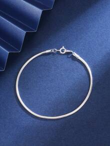 1pc S925 Sterling Silver Bohemian Style Beaded Bracelet, Women Jewelry Chain Bracelet, Elegant Party Accessory And Daily Wear, Graduation Gift - Silver - View 3