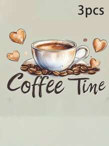 1pc/3pcs/5pcs Fashionable Coffee Cup With Heart Wall Sticker - Self-Adhesive Removable Vinyl Decal, Suitable For Kitchen, Living Room And Bedroom Decor Home Bathroom Decor Bath Rug Floor Carpet Fall Decor Bathroom Accessories