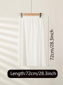 3 pièces/2 pièces/1 pièce Jupe mi-longue en tissu souple de longueur étendue 90 cm/80 cm/72 cm/60 cm de couleur unie. Coupe près du corps pour empêcher la transparence. Doublure haute élasticité à la taille. Convient pour le port quotidien et peut être associée à des robes de soirée pour des événements estivaux, scolaires.