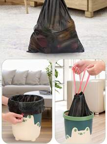5 Rolls Of 75 Super Large Black Trash Bags - Leakproof, Foldable Plastic Bags For Kitchen, Bathroom, Bedroom, Living Room, And Outdoor Use