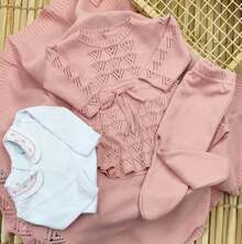 Luxury Knit Maternity Outfit For Girls Dress - 乾枯玫瑰色 - 查看 2