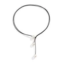 1 pièce Collier de clavicule réglable à double couche en ficelle de cire et perle de culture, accessoire de collier polyvalent pour femme