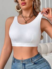 1pc Women Solid Color Comfortable Racerback Sports Bra