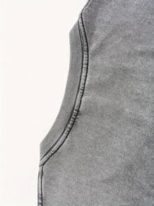 Childhood Memories Of Pete Cat Pure Cotton Short Sleeved Round Neck T-Shirt, Retro Washed T-Shirt - Retro Washed Appearance, Comfortable Casual T-Shirt - 淺灰色 - 查看 4