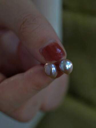 1 par 7-8 mm vita barock naturliga sötvattenspärlor örhängen, eleganta smycken present till vänner födelsedag