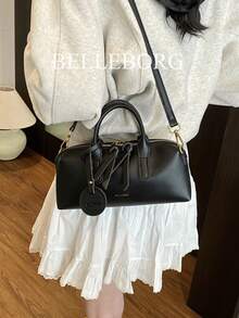 BELLEBORG Elegant & Versatile Oil-Skin Retro Style Women Handbag - Black - View 8