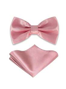 1 Set Men's Bow Tie & Pocket Square Set, Business Formal Bow Tie And Handkerchief Set, Suitable For Weddings, Cocktail Parties, Gatherings, Banquets