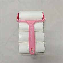 1 个手柄 + 6 个替换卷，360 张纸，天鹅绒刷手撕滚筒毛刷天鹅绒刷衣服脱毛器衣服脱毛器，适用于衣物、地毯、汽车座椅，耐用手柄，无需电源