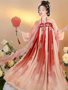 漢服 女性用 胸丈スカート 古風 中国 春夏 刺繍入り ロングドレス 日常 コスプレやステージ 写真に適しています - レッド - チェックする 4
