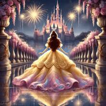 Disney Set de Kit de pintura de diamantes 5D con diseño de tema de princesa de dibujos animados, kit de pintura de diamantes completo que estimula la imagen de mosaico arte de pared manualidades para decoración del hogar, decoración de fiesta de vacaciones, regalo hecho a mano perfecto