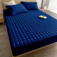 Waterproof Quilted Sheet With Elastic All Around, Queen King And Single Protector - Navy Blue - View 1