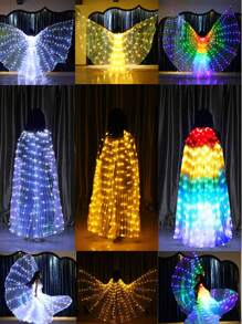 LED Light-Up Multicolor Wings And Cape (1 Piece) - Stage & Party Accessories With Colorful Glow - Multiple Colors Available - Battery-Powered - Ideal For Festivals, Weddings & Celebrations