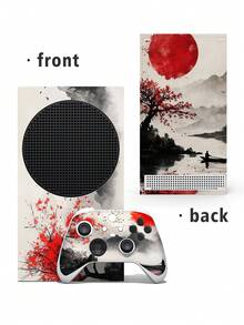 4pcs Chinese Ink Wash Style Oriental Samurai Landscape Game Console Stickers, Scratch-Resistant, Waterproof, Dustproof Decorative Decals