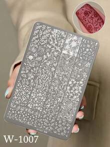 1 Pc Mail Art Printing Plate, Retro Style Pattern, Butterfly Flower French Various Nail Printing Templates, Nail Art Accessories Tools, Nail Salon Must Use