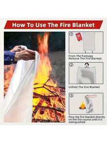 3PCS Emergency Fire Blanket And 2-In-1 Emergency Seat Belt Cutter With Car Keychain Set, Hammer, Mini Fire Hammer, Car Emergency Escape Tool, Home Fiberglass Fire Blanket For Car, Fireplace, Camping, Picnic, Life Saving - Multicolor - View 7