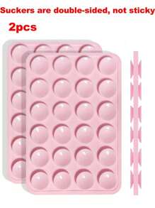 1 pieza/2 piezas Soporte para teléfono con ventosa de silicona doble cara, forma cuadrada, 14 opciones de color, soporte móvil, portátil y móvil