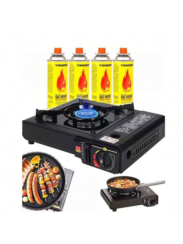 Tragbarer Gaskocher mit Einzelkocher-Design, geeignet für die Küche zu Hause, Camping im Freien, Picknick-Grillen und andere Szenen. Es ist ein energieeffizienter Kocher, einfach zu bedienen mit automatischer Zündfunktion, klein und leicht, einfach zu tragen, geeignet für eine Vielzahl von Standard-Gasflaschen, langlebiges Material für langfristige Nutzung, sicheres und zuverlässiges Design, um Gaslecks effektiv zu verhindern, ideale Wahl für platzsparende, ein Muss für den Notfall im Freien, ein multifunktionaler tragbarer Gaskocher, der die Kocheffizienz verbessert