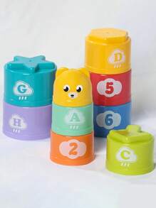 Tazas apilables educativas para niños de colores aleatorios, juguete torre arcoíris para niños, tazas apilables de anillos para niños, juguetes de playa, regalos de festivales, regalos de cumpleaños (color aleatorio)