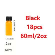 18個/12個/3個/1個 耐用塑料果汁瓶附蓋。適用於牛奶、汽水、堅果碎。我們的果汁容器非常適合旅行、商務、野餐和任何聚會。輕巧易攜帶，您可以手持或放入背包中。返校、聖誕節、萬聖節、感恩節 - 黑色 - 查看 15