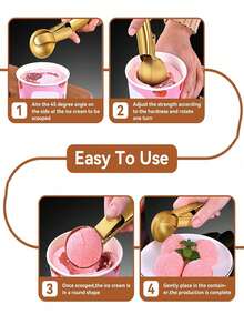 1/2件金色/银色不锈钢冰淇淋勺，弹性多功能冰淇淋勺，创意水果西瓜冰淇淋勺 - 彩色 - 查看 6