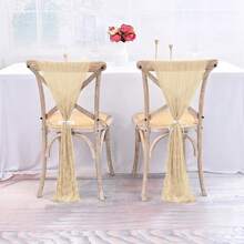 1pc/5pcs/10pcs/20pcs (275*40cm) Chiffon Fabric Chair Sash, Wedding Aisle Chair Bow Design, Universal Chair Cover Sash Suitable For Wedding Reception Party Hotel Event Decoration (Sage Green)