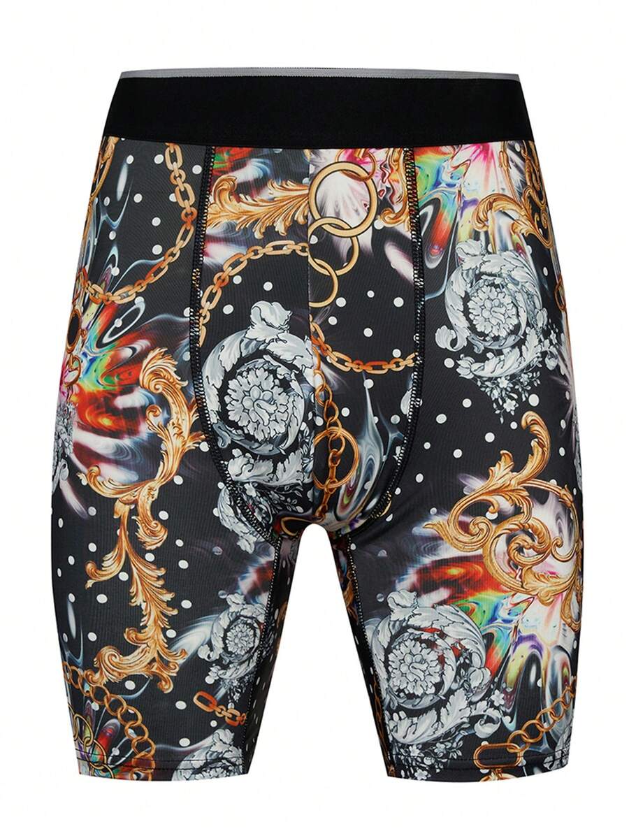 Men's Retro Printed Boxer Briefs - Black - View 1