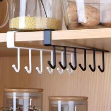 Mug Hooks Under Shelf Cups Holder, No Drilling Cup Rack Mug Storage For Kitchen Belt Scarf Hanger Rack, Suitable For Flat Cabinets Without Lip Edge