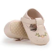 Infant Infant Girls Embroidery Shoes Princess Mary Jane Flats Toddler First Walkers Sneaker Newborn Crib Baptism Shoes - Apricot - View 9