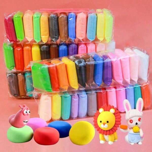12/24pcs Super Light Clay, Modeling Clay, 36 Colors Clay, DIY Handmade Clay, Non-Sticky, Multi-Color Mud, Bubble Clay, Space Clay Set, Pottery Supplies, Easy To Shape, Suitable For Family Interaction, Student Art Creation (Colors/Packaging Random)