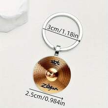 锌合金鼓形钥匙扣，休闲风格，搭配优雅的黄色玻璃，适合作为 DJ 和音乐家的街头服饰配件，学校汽车配件，可爱哥特 Y2k - 多色新-6 - 查看 8