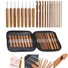 20 件/套竹钩针带盒 20 种不同尺寸从 1.0 毫米到 10.0 毫米适用于 DIY 工艺手柄编织缝纫工具套装套件手柄 DIY 木制编织针适合初学者专业人士 ZSY