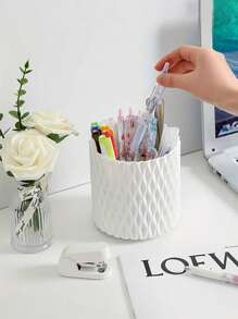 1pc 360° Rotating Large Capacity Makeup Brush Holder, Ins Style Rotating Desktop Pen Holder Organizer Box, For Lipstick, Eyebrow Pencil, Eyeshadow Brushes, Suitable For Office Desk, Vanity, Bathroom, Bedroom, Dormitory, Living Room, Holiday Gift, Back To School