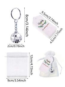 60 Stück/45 Stück/30 Stück/15 Stück Disco Ball Schlüsselanhänger Set, enthält 20 Stück/15 Stück/10 Stück/5 Stück Disco Ball Schlüsselanhänger, 20 Stück/15 Stück/10 Stück/5 Stück Dankeskarten, 20 Stück/15 Stück/10 Stück/5 Stück Organza Beutel, Disco Ball Anhänger, für Schlüssel, Rucksack Dekoration, Disco Party Geschenke, Feiertags Zubehör